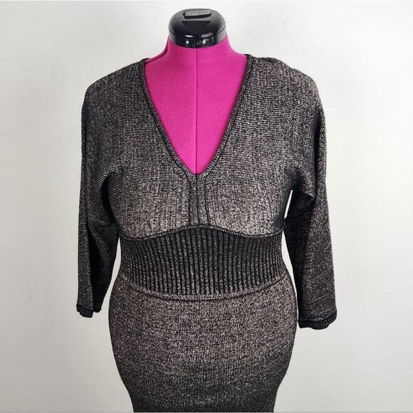 Marc New York Andrew Marc Metallic Dress Kimono Bodycon Knit Stretchy Shimmer M - Picture 16 of 16